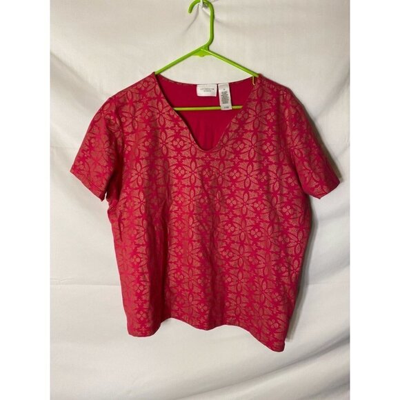 LIZ CLAIBORNE WOMENS PLUS SIZE 1X 18W 20W PINK SHIRT TOP BLOUSE ABSTRACT DESIGN - Picture 1 of 3